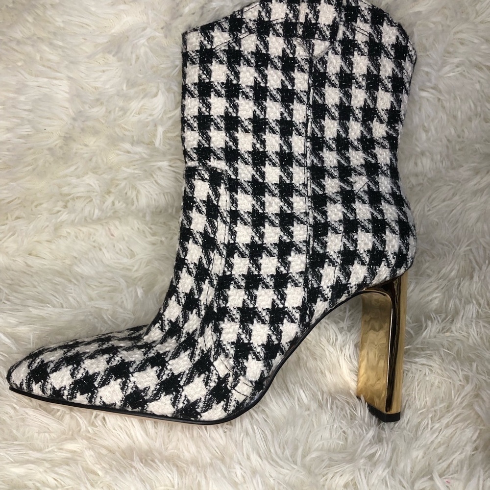 Black and White Houndstooth Women's Boots size 8.5 - Picture 2 of 16